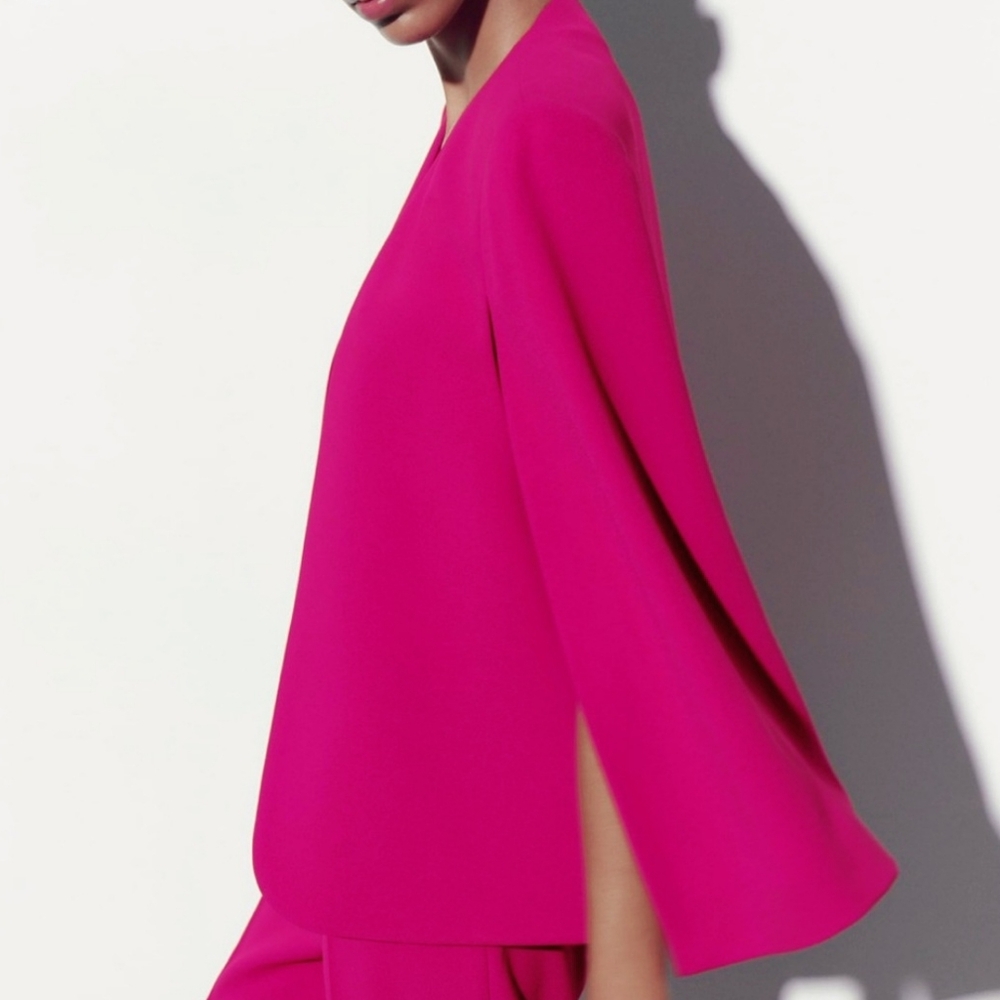 Zara 2 pieces matching set limitededition cape blazer & fluid high waist pants - Picture 6 of 12